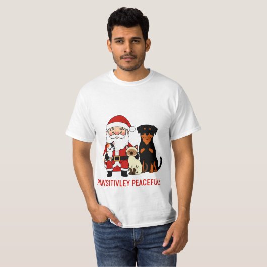 Pawsitively Peaceful: Santa’s Serene Pet Moment T-shirt (Voorkant volledig)