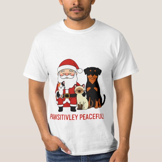 Pawsitively Peaceful: Santa’s Serene Pet Moment T-shirt (Voorkant)