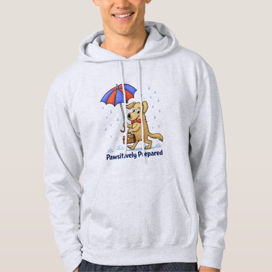 Pawsitively Prepared – Cute Dog with Umbrella Hoodie (Voorkant)