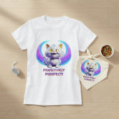 Pawsitively Purrfect Cute Cartoon White Cat Pun T-shirt
