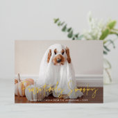 Pawsitively Spooky Halloween Pet Foto Folie Feestdagenkaart (Staand Voorkant)