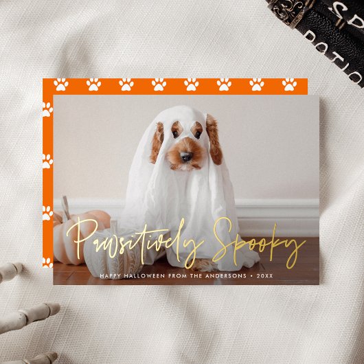 Pawsitively Spooky Halloween Pet Foto Folie Feestdagenkaart
