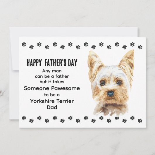 Pawsome Best Yorkshire Terrier Dog Dad Fathers Day Feestdagenkaart (Voorkant)