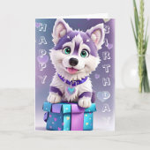 Pawsome Cadeaus Husky Puppy viert Verjaardag Kaart (Voorkant)