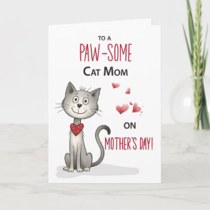 Pawsome Cat Pet Mom Whimsical Moederdag Kaart