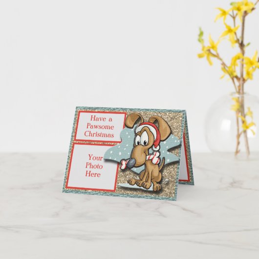 Pawsome Dog Holiday Half Fold Kaart (Gele Bloem)