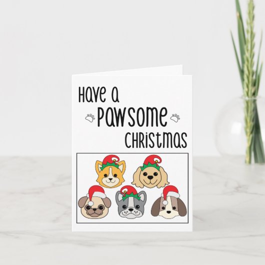 Pawsome Dog-kerstkaart Kaart (Voorkant)