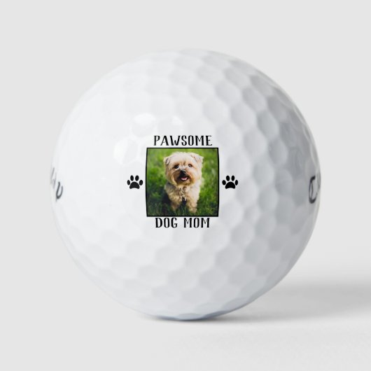 Pawsome Dog mam Paw Prints Dog's Photo Golfballen (Voorkant)