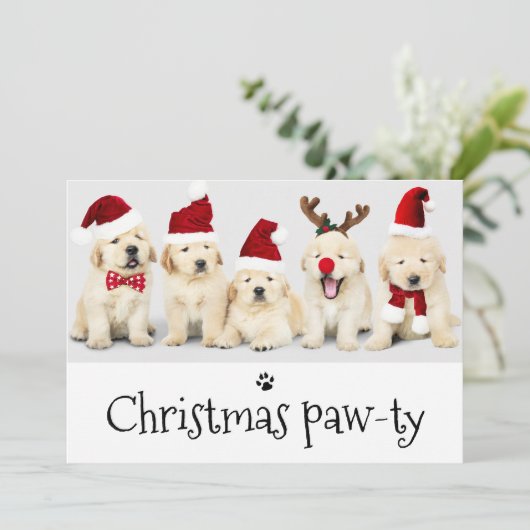 Pawsome Dog Pawty 5-fotokaart Kaart (Staand voorkant)
