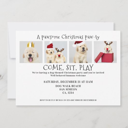 Pawsome Dog Pawty 5-fotokaart Kaart (Achterkant)