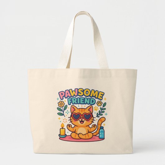 Pawsome Friend Because Every Cat Deserves Love Grote Tote Bag (Voorkant)