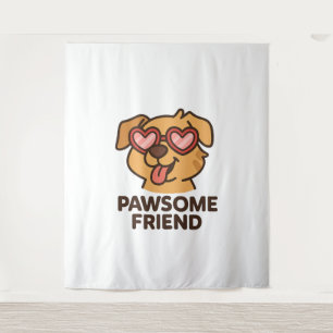 Pawsome Friend Cool Dog met een hartbril Wandkleed