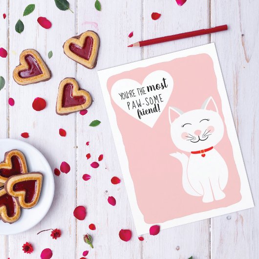 Pawsome Friend Kitty Cat Galentine's Day Greeting Feestdagen Kaart