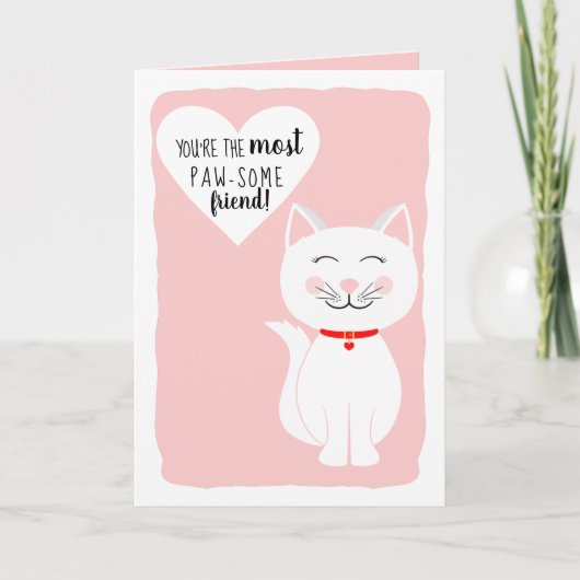 Pawsome Friend Kitty Cat Galentine's Day Greeting Feestdagen Kaart (Voorkant)