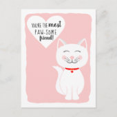 Pawsome Friend Kitty Cat Galentine's Day Greeting Feestdagenkaart (Voorkant)