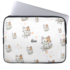 Pawsome gepersonaliseerde Kat Pattern Gadget Hoesj Laptop Sleeve
