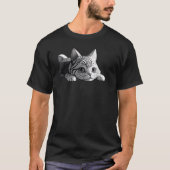 Pawsome Gestreepte Kat - Speelse Kitten TSQ T-shirt (Voorkant)