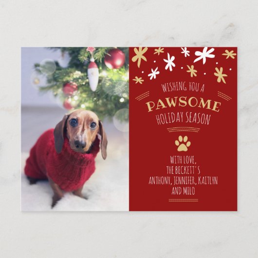 Pawsome Holiday Season Pet Holiday Photo Aankondigingskaart (Voorkant)