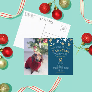 Pawsome Holiday Season Pet Holiday Photo Aankondigingskaart