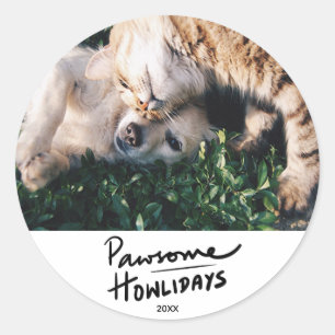 Pawsome Howlidays Grappige hond thema vakantie f Ronde Sticker