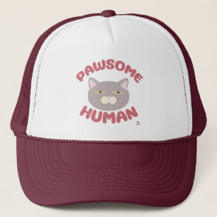 Pawsome Human Cool Cat Cartoon Art Trucker Pet