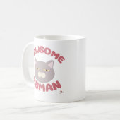 Pawsome Human Cool Cat Cartoon Stijl Koffiemok (Voorkant links)