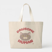 Pawsome Human Fun Cat Cartoon Design Grote Tote Bag (Achterkant)