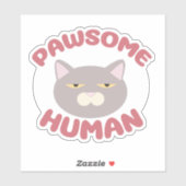 Pawsome Human Funny Cat Head Cartoon Design Sticker (Vel)
