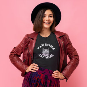 Pawsome kat mam - kat foto t-shirt