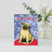 Pawsome kerst met een kleine pug. Briefkaart (Staand voorkant)