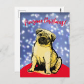 Pawsome kerst met een kleine pug. Briefkaart (Voorkant / Achterkant)