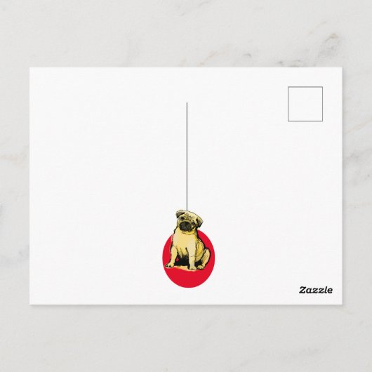 Pawsome kerst met een kleine pug. Briefkaart (Achterkant)