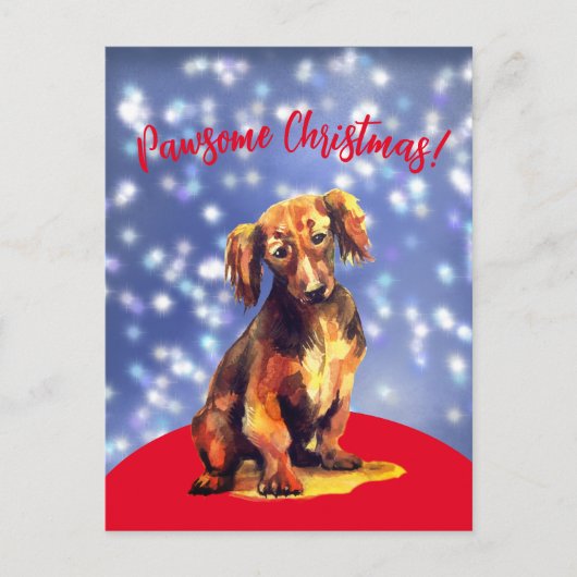 Pawsome kerstmis met een worsthond! Briefkaart (Voorkant)