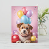 Pawsome Party Pup: Verjaardag Kaart Sjabloon (Staand voorkant)