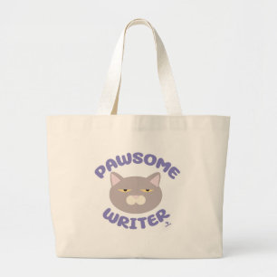 Pawsome schrijver epische auteur kat karakter grote tote bag