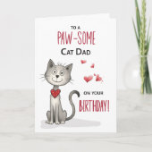 Pawsome van Cat Dad Funny Birthday Kaart (Voorkant)
