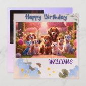 "Pawsome verjaardag viering" Kaart (Voorkant / Achterkant)