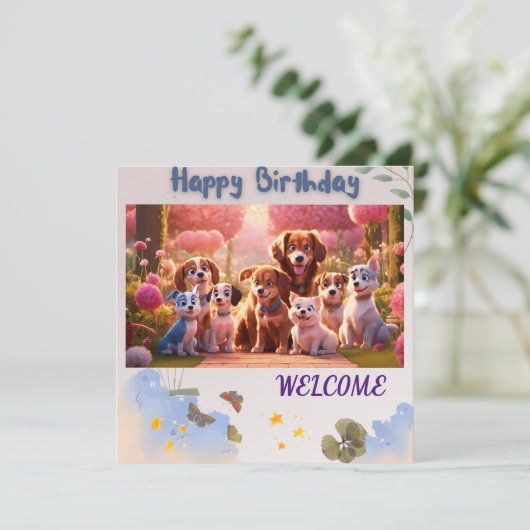 "Pawsome verjaardag viering" Kaart (Staand voorkant)