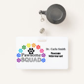 Pawsome Veterinarian Custom Name - Horizontal Badge (Voorkant met intrekbare)