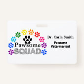 Pawsome Veterinarian Custom Name - Horizontal Badge (Voorkant)