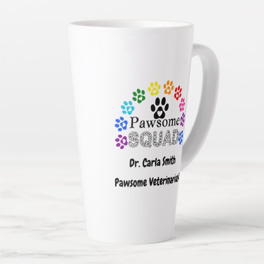 Pawsome Veterinarian Custom Name Latte Mok (Rechterhoek)