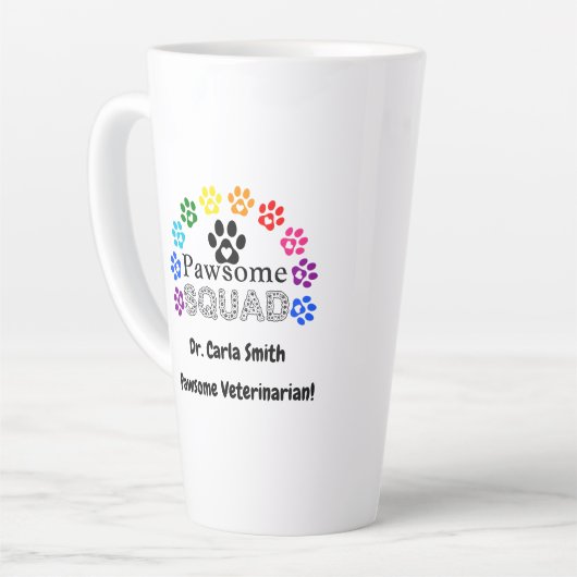 Pawsome Veterinarian Custom Name Latte Mok (Linkerhoek)