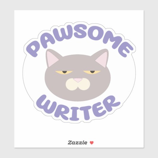 Pawsome Writer Fun Kat Karakter Ontwerp Sticker (Vel)