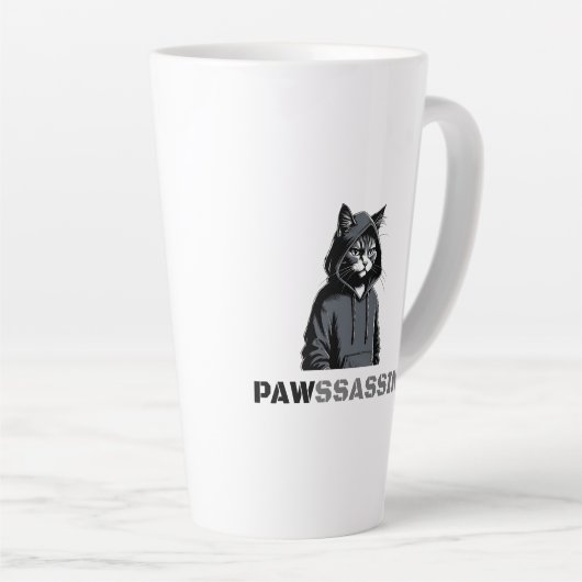 PAWSSASSIN Latte Mug – Hood Cat Energy Latte Mok (Rechterhoek)