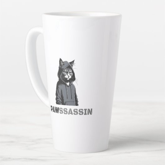 PAWSSASSIN Latte Mug – Hood Cat Energy Latte Mok (Linkerhoek)
