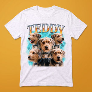 Pawtro Vintage Fotocollage van huisdier met blikse Tri-Blend Shirt