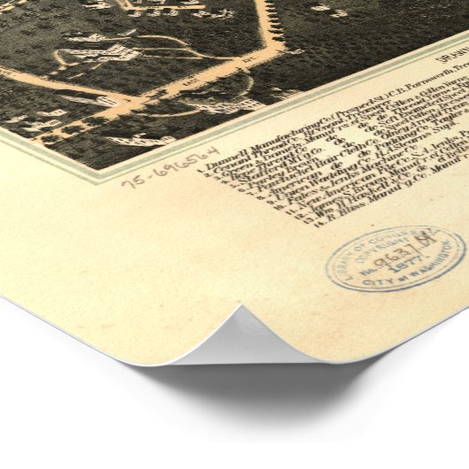 Pawtucket Rhode Island 1891 Antiek Panorama Poster (Hoek)