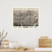 Pawtucket, RI Panorama Map - 1877 Poster (Keuken)