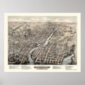 Pawtucket, RI Panorama Map - 1877 Poster (Voorkant)