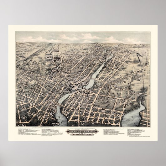 Pawtucket, RI Panorama Map - 1877 Poster (Voorkant)